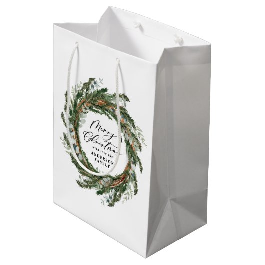 Moderne, minimale bladzijden met kerstmis medium cadeauzakje (Achterkant Gekanteld)