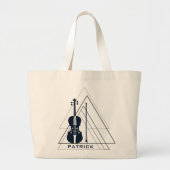 Moderne minimale blauw- en witViolin Designer Grote Tote Bag (Voorkant)