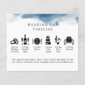 Moderne, minimale, blauwe bruiloft tijdlijn en pro (Voorkant)