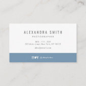 moderne minimale blauwe, eenvoudige tekstfotografi visitekaartje (Achterkant)