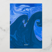 Moderne minimale blauwe golven Abstracte bruiloft Folie Uitnodiging (Achterkant)