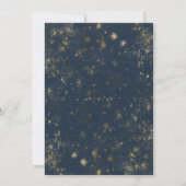 Moderne minimale Blauwe & Gouden Glitter Bruidsbru Kaart (Achterkant)