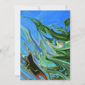 Moderne minimale blauwe groene Abstracte artistiek Save The Date (Achterkant)