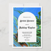 Moderne minimale blauwe groene Abstracte Vrijgezel Kaart (Voorkant)