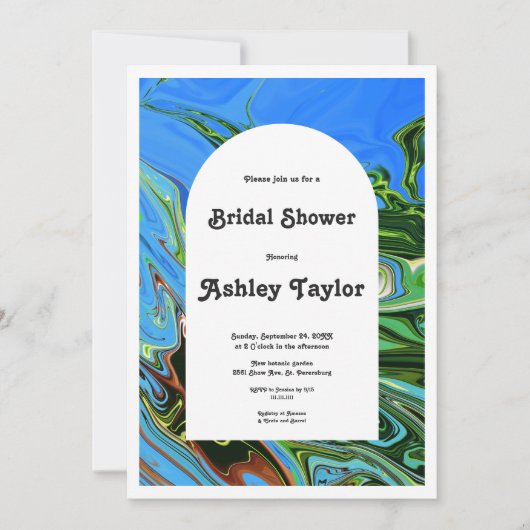 Moderne minimale blauwe groene Abstracte Vrijgezel Kaart (Voorkant)