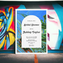 Moderne minimale blauwe groene Abstracte Vrijgezel Kaart