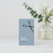 Moderne, minimale blauwe haarlijst visitekaartje (Staand voorkant)