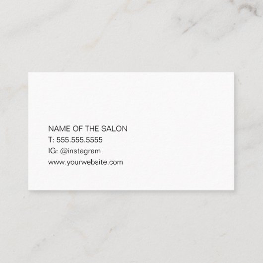 Moderne, minimale blauwe haarlijst visitekaartje (Achterkant)