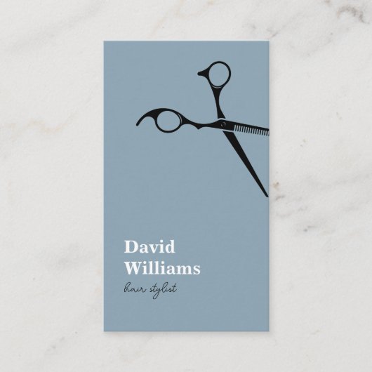 Moderne, minimale blauwe haarlijst visitekaartje (Voorkant)