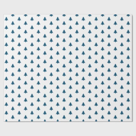 Moderne minimale blauwe kerstbomen cadeaupapier (Vlak)