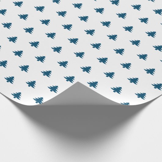 Moderne minimale blauwe kerstbomen cadeaupapier (Hoek)