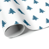 Moderne minimale blauwe kerstbomen cadeaupapier (Rol Hoek)