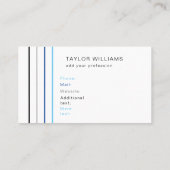 Moderne, minimale blauwe lijnen Professional Visitekaartje (Achterkant)