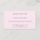 Moderne, minimale blauwe linen en lichtroze afsprakenkaartje (Achterkant)