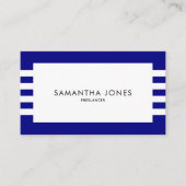 Moderne, minimale blauwe marinestreep Freelancer Visitekaartje (Voorkant)