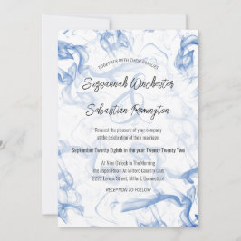 Moderne minimale blauwe mist Wedding Sjabloon Kaart