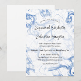 Moderne minimale blauwe mist Wedding Sjabloon Kaart