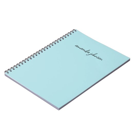 Moderne minimale blauwe monogram Volledige naam to Notitieboek (Linkerzijde)