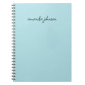 Moderne minimale blauwe monogram Volledige naam to Notitieboek (Voorkant)