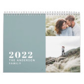 Moderne minimale blauwe multi-fotofamilie kalender (Hoes)