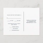 Moderne minimale blauwe RSVP Trendy Script Maaltij Uitnodiging Briefkaart (Achterkant)