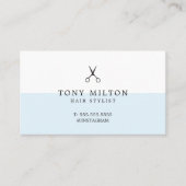 Moderne, minimale blauwe schaar Hairdresser Visitekaartje (Voorkant)