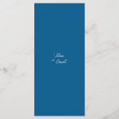 Moderne minimale blauwe script bruiloft menu (Achterkant)