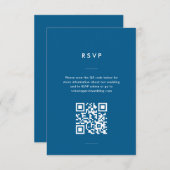 Moderne minimale blauwe script bruiloft RSVP kaartje (Voorkant / Achterkant)