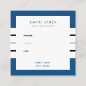 Moderne, minimale blauwe strepen vierkante visitekaartje (Achterkant)