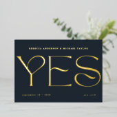 Moderne minimale blauwe Typografie Weduwdatum Folie Uitnodiging (Staand Voorkant)