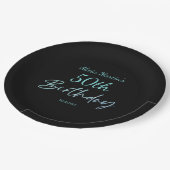 Moderne & Minimale Blauwe Typografie Zwart Verjaar Papieren Bordje (Gekanteld)