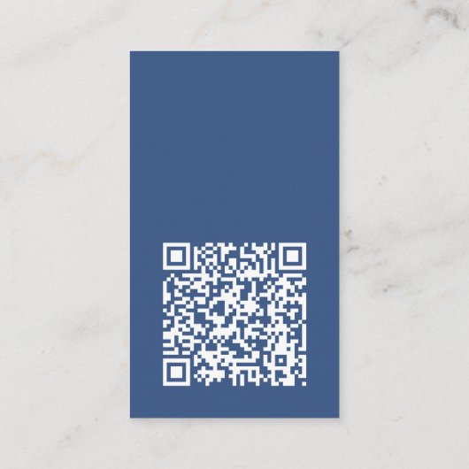 Moderne, minimale blauwe, verticale QR-code voor L Visitekaartje (Achterkant)