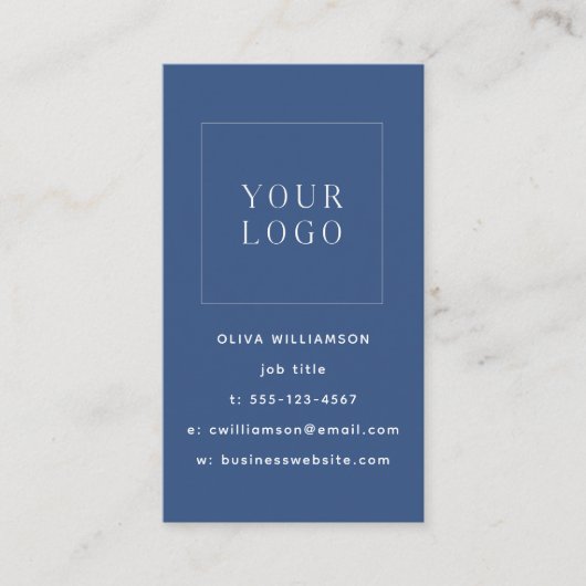 Moderne, minimale blauwe, verticale QR-code voor L Visitekaartje (Voorkant)