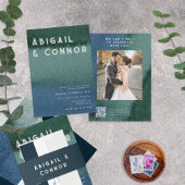 Moderne, minimale Blauwgroen blauwe fotouitnodigin Kaart