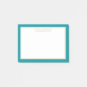 Moderne, minimale Blauwgroen gouden grens, aangepa Post-it® Notes