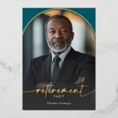 Moderne minimale Blauwgroen pensioenpartij Folie Uitnodiging (Voorkant)