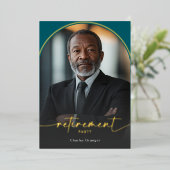 Moderne minimale Blauwgroen pensioenpartij Folie Uitnodiging (Staand Voorkant)