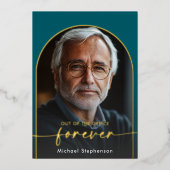 Moderne minimale Blauwgroen pensioenpartij Folie Uitnodiging (Voorkant)