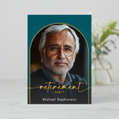 Moderne minimale Blauwgroen pensioenpartij Folie Uitnodiging (Staand Voorkant)