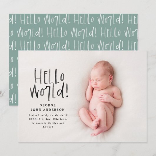 Moderne, minimale blauwgroen typografie foto aankondiging (Voorkant / Achterkant)