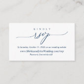 Moderne minimale blauwkalligrafie van de marine, o informatiekaartje (Voorkant)