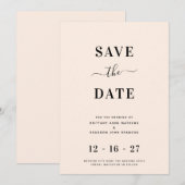 Moderne, minimale bleekroze bruiloft bespaart de d save the date (Voorkant / Achterkant)