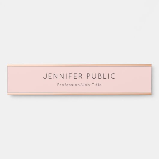 Moderne, minimale bleekroze Sjabloon elegant Deurbordje (Voorkant)