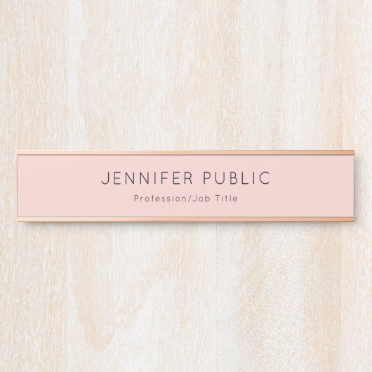 Moderne, minimale bleekroze Sjabloon elegant Deurbordje (Voorkant)