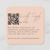 Moderne minimale Bleke zalm RSVP QR Code Kaart (Voorkant)