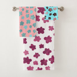 Moderne minimale bloemen met textuur bad handdoek