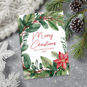 Moderne minimale bloemenkrans Vrolijk kerstfeest Feestdagenkaart