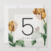 Moderne Minimale Bloemige Tulp Tafel Nummers Kaart (Achterkant)