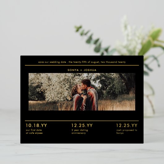 Moderne Minimale blokfoto Titel opslaan Datum Folie Uitnodiging (Staand Voorkant)