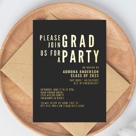 Moderne, minimale blote Typografie GraduPartij Folie Uitnodiging